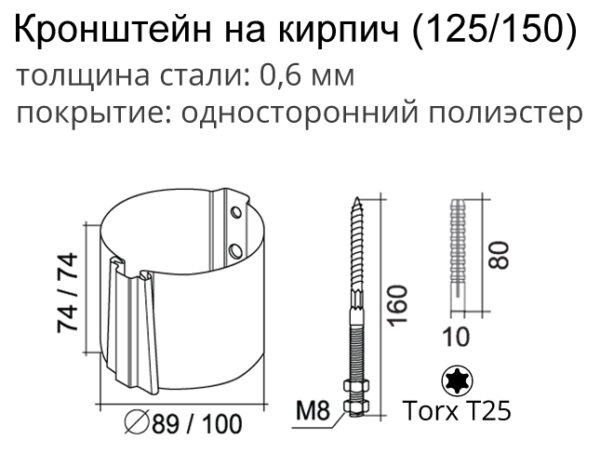 Кронштейн трубы (на кирпич)